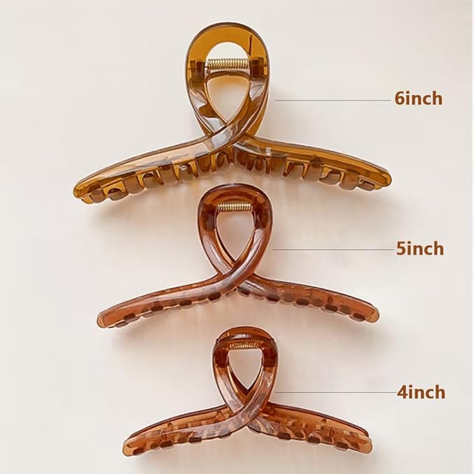 large claw clips, jumbo hair clip, claw hair clips for women, hair clips for thin hair, 4 pcs, 6-inch, Neutral Color.