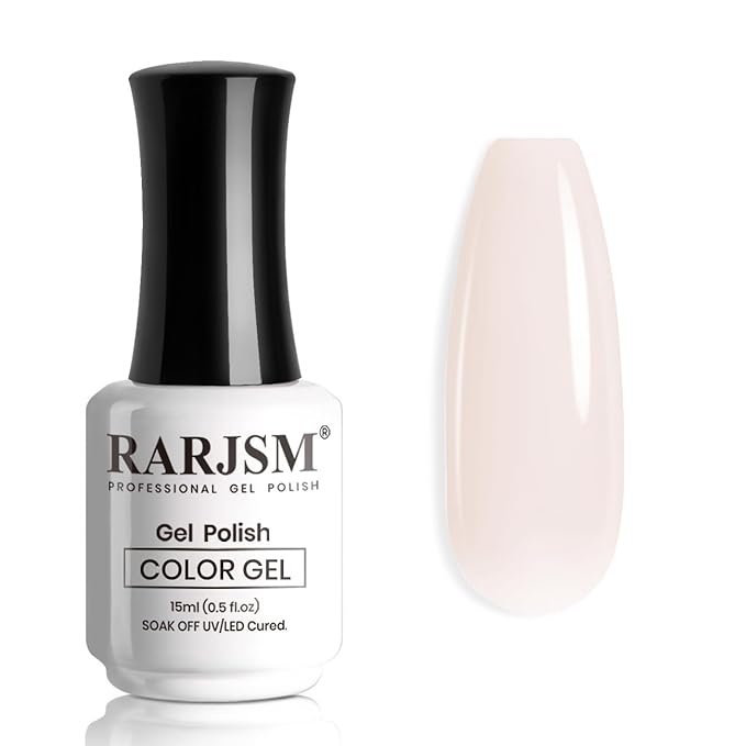 RARJSM Nude Gel Nail Polish Pale Pink White Neutral Color Skin Tone Gel Polish 15ml Single Bottle Transparent Sheer Jelly Pink Nail Gel Polish Soak off UV LED Cured for Home Salon DIY Manicure