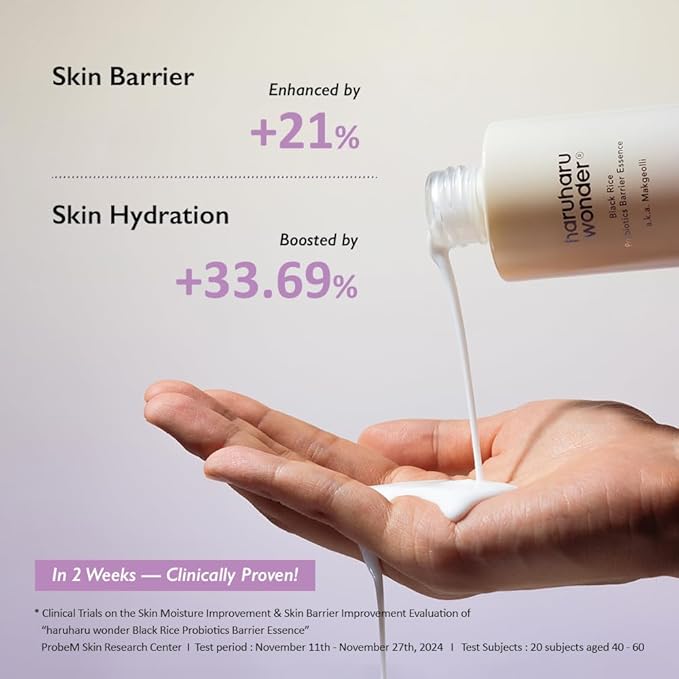 haruharu Wonder Skin Flooding Essential Kit, Black Rice Probiotics Barrier Essence & Hyaluronic Toner for Sensitive Skin