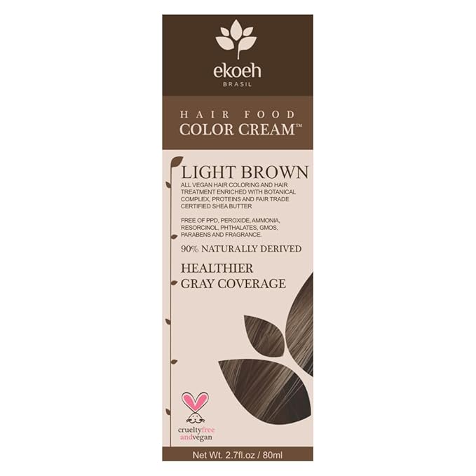 Hair Color EKOEH BRASIL Cream Light Brown, PPD FREE, VEGAN 2.7fl.oz