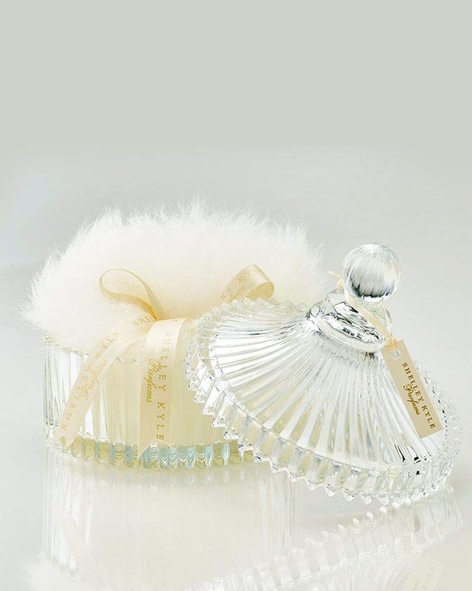 McClendon Talc Free Body and Linen Powder Gift Set with Large Puff and Crystal Dish, 326g