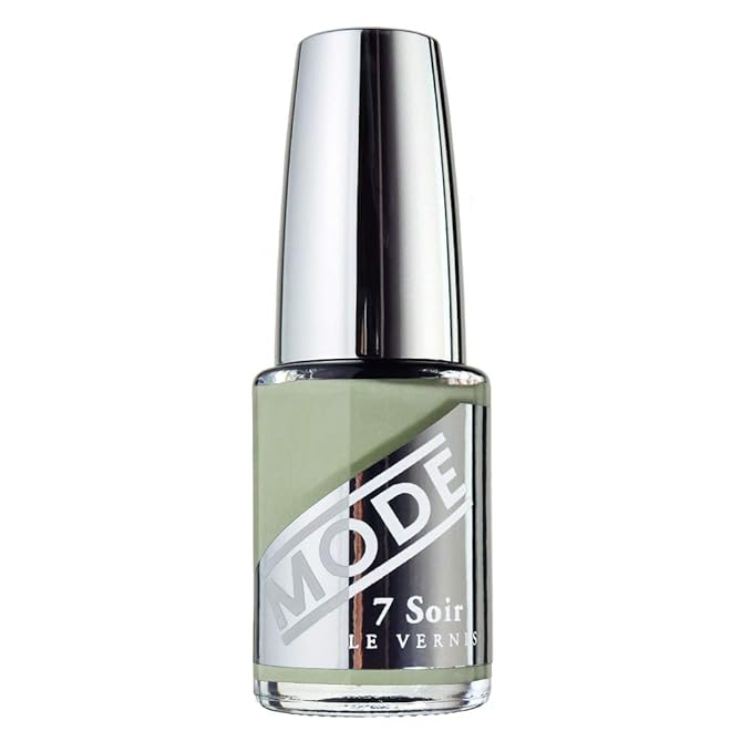MODE Light Army Green Olive Nail Polish, Long Lasting Nail Lacquer Color, Chip Resistant Strengthening Protection, Pro Wide Contour Brush, Vegan, Made in NY USA, 7 Soir Le Vernis, Era of Awe