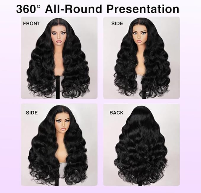 7x6 Body Wave Glueless Wigs Human Hair Pre Plucked Pre Cut 250% Density Drawstring Wig Human hair 7x6 HD Lace Front Wigs Human Hair for Black Women Pre Everything Ready to Go Wig 16inch