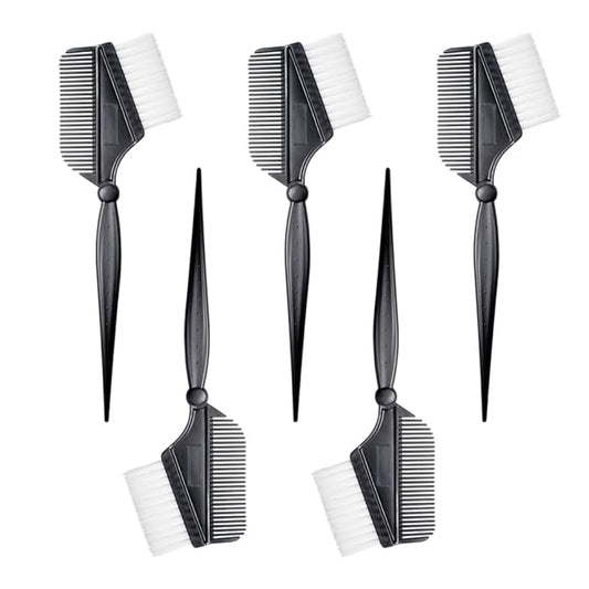 Vibrant Hair Color Brush Set - 5 Pieces, Durable Hair Dyeing Tools, Easy Application, Multi-Size Brushes, Lightweight Design, and Washable Material, Made in Korea