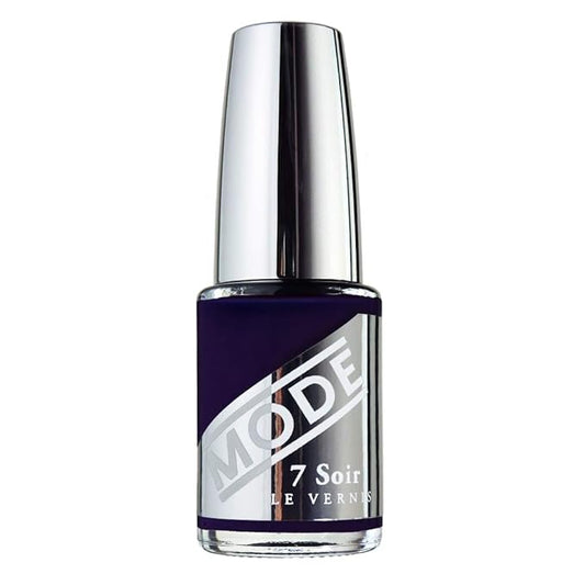 MODE Deep Dark Blue Violet Nail Polish Color, Long Lasting Nail Lacquer, Chip Resistant Strengthening Protection, Pro Wide Contour Brush, Vegan, NY Made, 7 Soir Le Vernis, Stroke of Midnight