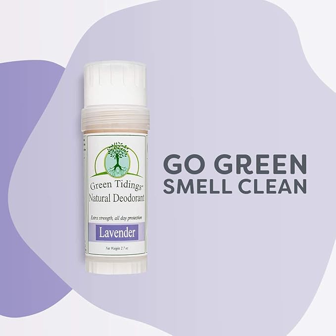 Green Tidings Natural Lavender Deodorant | Vegan, Organic for Men and Women, Fragrance Free & Aluminum Free, Underarm Antiperspirant (Lavender, 2.7 Ounces (3 Pack))