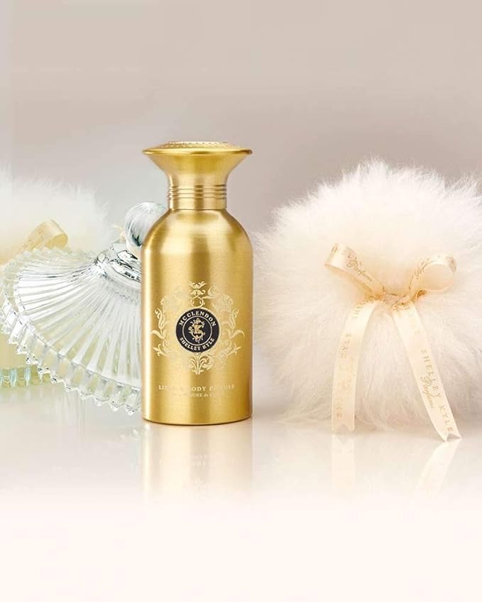 McClendon Talc Free Body and Linen Powder Gift Set with Large Puff and Crystal Dish, 326g
