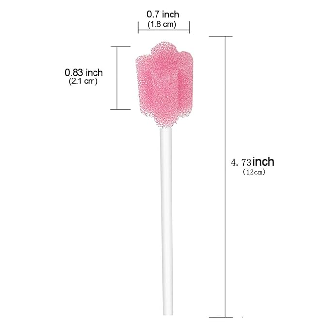 Wellgler's Mouth Swabs for Elderly，Disposable Oral Swab (100pcs,Pink)