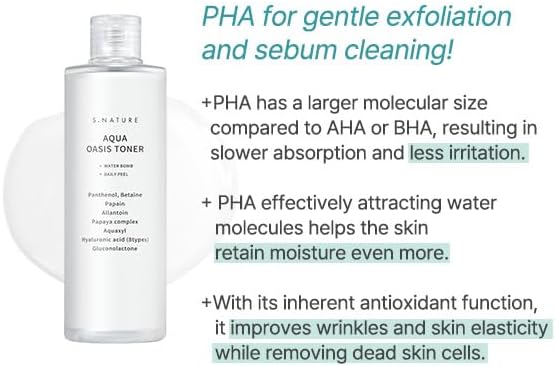 S.NATURE Aqua Oasis Toner | PHA, Soothing and Calming Skin,Hydrating, Refreshing Toner for All Skin Types, Korean Skin Care, Vegan | 300ml, 10.14 Fl Oz