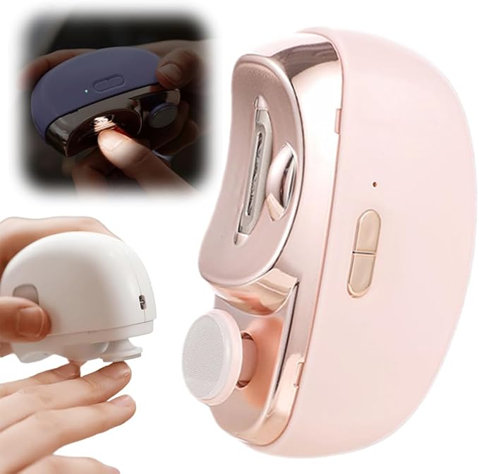 2026 New 2 in 1 Electric Nail Clippers, 2 Speeds Automatic Nail Clippers for Fingers and Toes with LED Light & Clip Storage, Electric Nail Trimmer for Senior Adults (Pink)