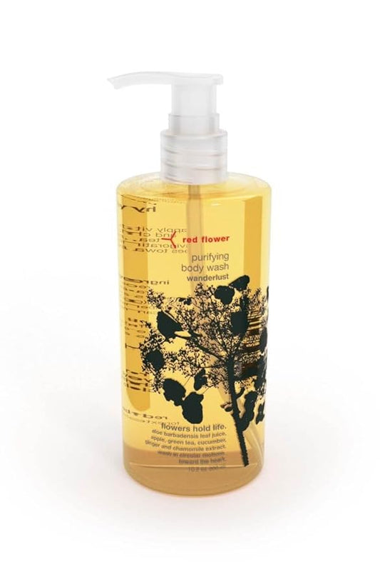 Red Flower Wanderlust Purifying Body Wash – Cleanse & Hytdrate Botanical Shower Gel with Organic Fruit & Leaf Extracts for Hydrated, Radiant Skin (10 oz)