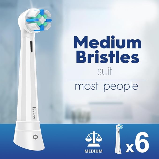 6 Pack IO Replacement Heads Compatible with Oral B iO 2/3/4/5/6/7/8/9/10 Series Electric Toothbrush, Brush Heads Compatible with Oral B iO for Gentle Dental Care (White)