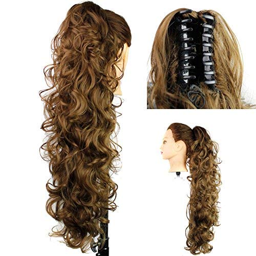 S-ssoy 31"(78cm) Women's Curly Pony Tail Hair Piece Synthetic Claw Clip Ponytail Wavy Long Curled in Hair Extension Extensions Long/Voluminous Wig Hairpieces for Women Girls Lady,12#