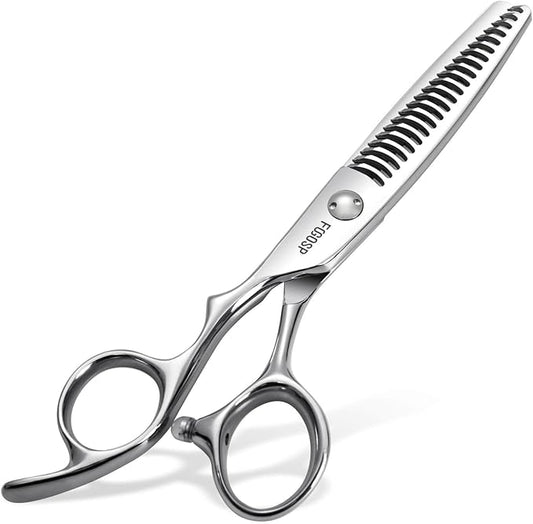 Left Handed Hair Thinning Scissors 6” Professional Barber Scissor Japan VG10 CNC Ultra-Precise Cuts, Razor Sharp Blades 22 Teeth Thinner Hair Shears for Women & Men 30% Thinning Rate