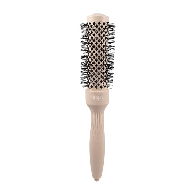 Cricket Hapi High Heat Harmony Thermal Brush - 1.25" Ceramic Barrel, Round Brush for Heat Styling with Hair Dryer, Mood-Friendly - Beige