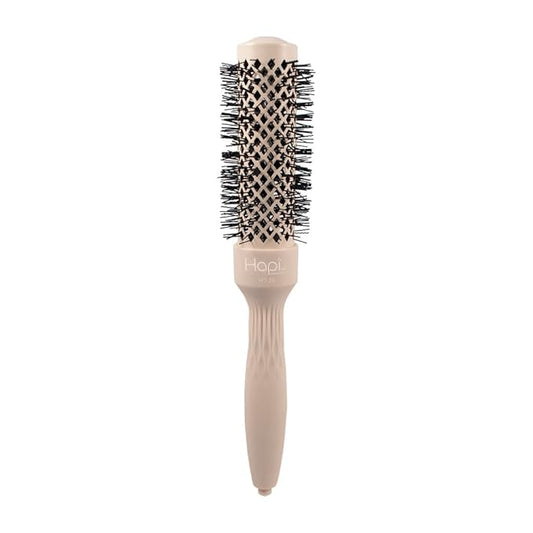 Cricket Hapi High Heat Harmony Thermal Brush - 1.25" Ceramic Barrel, Round Brush for Heat Styling with Hair Dryer, Mood-Friendly - Beige