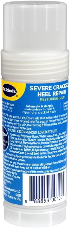 Dr. Scholl's Severe Cracked Heel Repair Restoring Balm 2.5oz, with 25% Urea for Dry, Cracked Feet, Heals and Moisturizes for Healthy Feet, Epsom Salt Soothes, Safe for Diabetics, 3-pack
