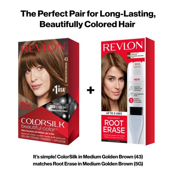 Revlon ColorSilk Hair Color [43] Medium Golden Brown 1 ea (Pack of 8)