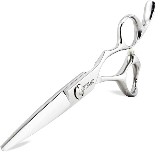 5.5" Barber Hair scissors Professional Hair Cutting Shears 440C Hair Cutting Scissors Shears Haircut Scissors Silvery Convex Blades KINSARO for Hairdresser Barber or Home Use