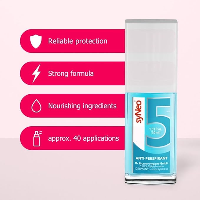 5 Antiperspirant Pumpspray, Anti Sweat Deodorant for women against heavy sweating, Anti-Transpirant antiperspirant Spray Deodorant, 1 pack 1.01 fl.oz.