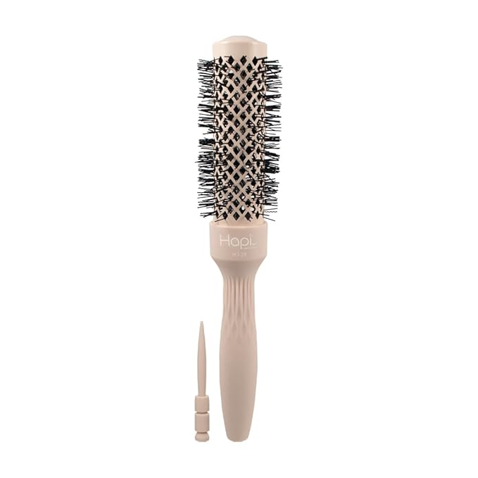 Cricket Hapi High Heat Harmony Thermal Brush - 1.25" Ceramic Barrel, Round Brush for Heat Styling with Hair Dryer, Mood-Friendly - Beige