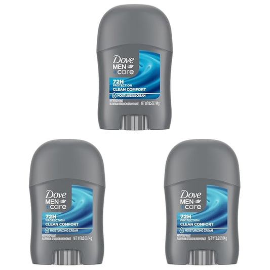 Dove Men+Care Antiperspirant Deodorant Stick Clean Comfort 72-Hour Sweat & Odor Protection Antiperspirant for Men With 1/4 Moisturizing Cream 0.5 oz (Pack of 3)