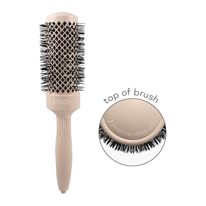 Cricket Hapi High Heat Harmony Thermal Brush - 1.75" Ceramic Barrel, Round Brush for Heat Styling with Hair Dryer, Mood-Friendly - Beige