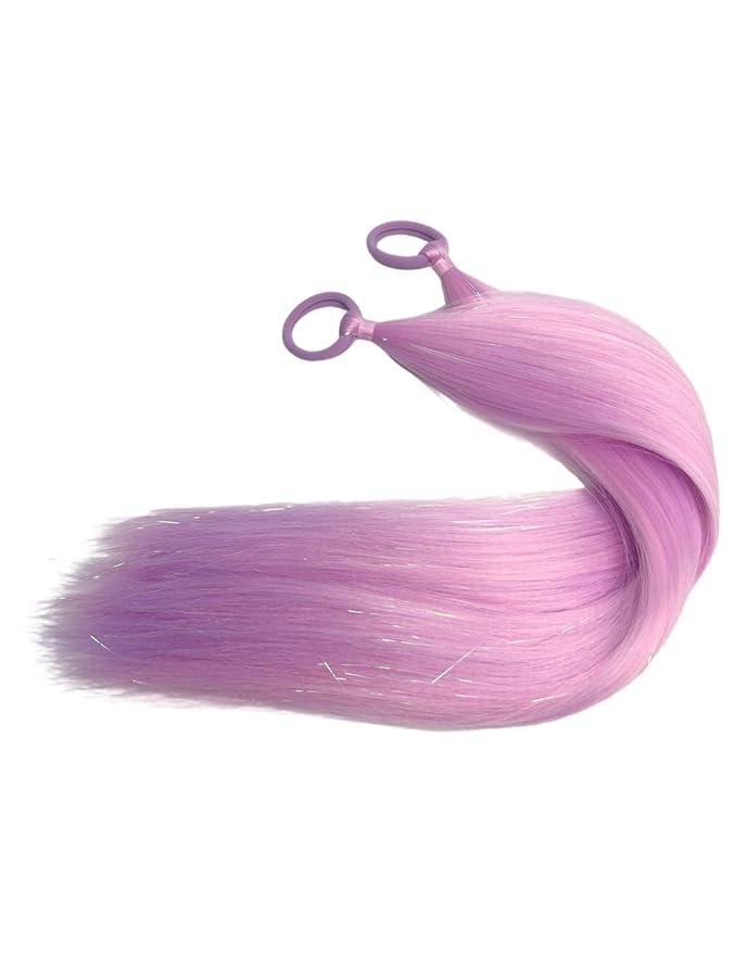 Purple Hair Extensions for Braids Ponytail Extension 2 Packs, 20 inch Crazy Hair Day Accessories for Women, DIY Festival Wacky Rave Braids,Tinsel Mixed