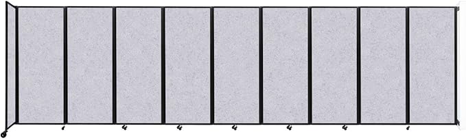 Versare Room Divider 360 Wall-Mounted Folding Partition | Locking Wheels | Temporary Room Separator | 25' x 6'10" Marble Gray SoundSorb Panels