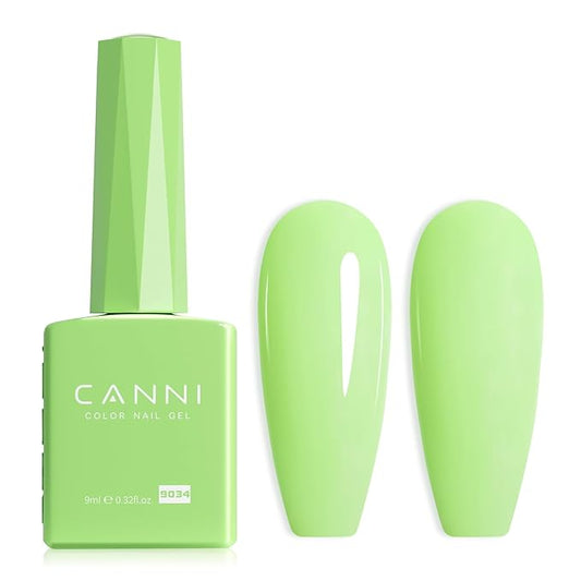 CANNI Pastel Green Gel Nail Polish, 1Pcs Sage Light Green Gel Polish Lime Mint Color High Gloss Soak Off U V Nail Manicure Salon DIY