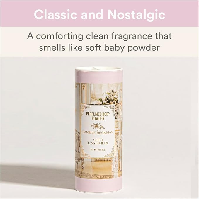 Soft Cashmere Scented Talc-Free Body Powder, Perfumed Body Powder, Camille Beckman, 3 Ounce