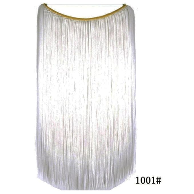iLUU 22" 80g Snow White Secret String Hair Extensions Long Straight Hidden Line Hair Extension Synthetic Hair Pieces Hair Extension for Beauty Women (very Very White)