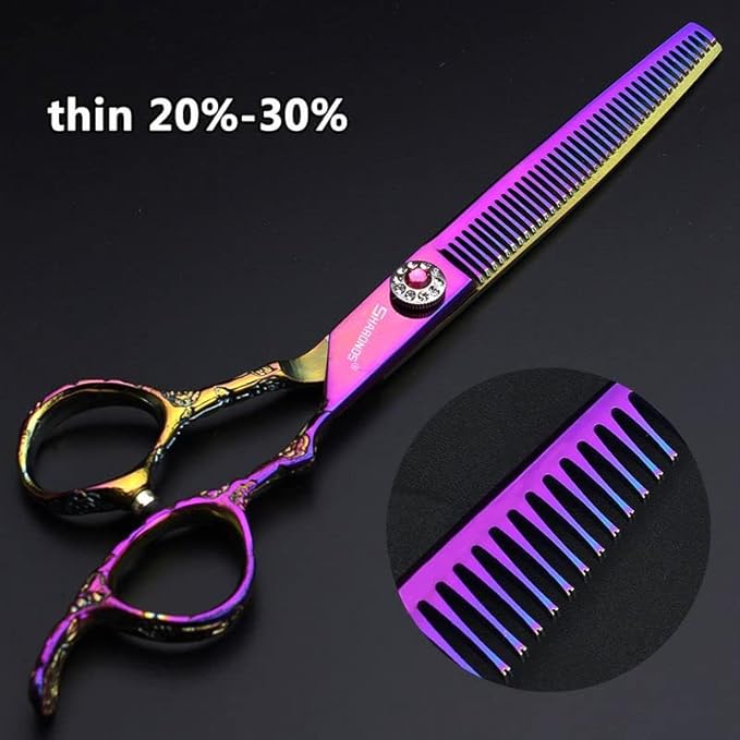 6/7/8 inch Cutting Thinning Styling Tool Rainbow Hair Scissors Professional Hairdresser Hairdresser Scissors Set (7-inch 2pc-B)