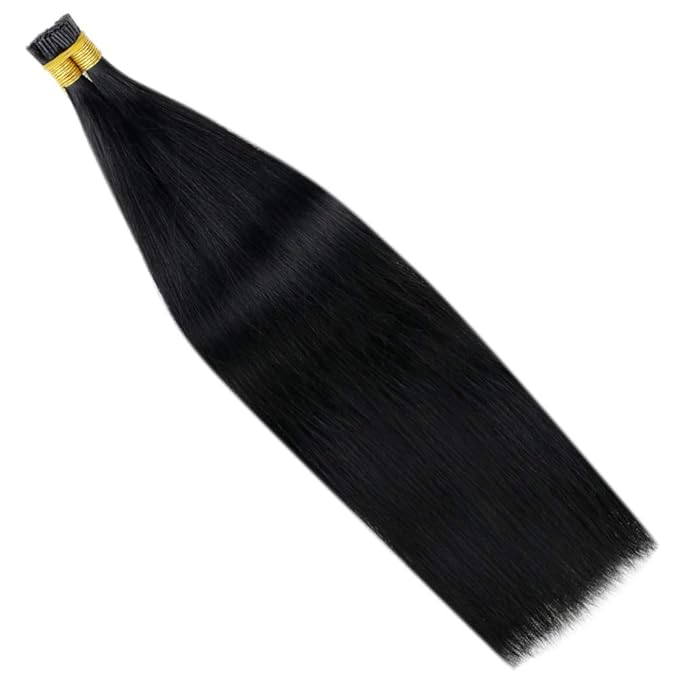 Full Shine I Tip Hair Extensions Human Hair 20 Inch 40 Grams Color 1 Jet Black Itip Human Hair Extensions Long Straight Remy Hair for Women add Length