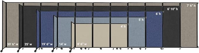 Versare Room Divider 360 Wall-Mounted Folding Partition | Locking Wheels | Temporary Room Separator | 8'6" x 5' Blue SoundSorb Panels