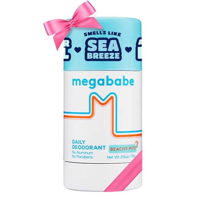 Megababe Daily Deodorant - Beachy Pits | Aluminum-Free, Clear & Clean | 2.6 oz - 2 Pack