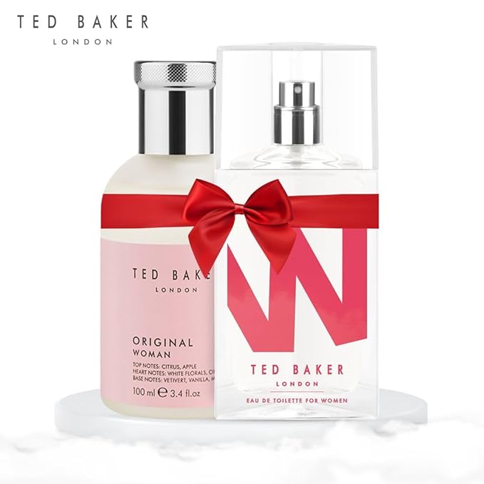 Ted Baker W and Woman Pink EDT Bundle, includes W EDT, pink orchid, fig leaf and white peony top notes 75ml with Woman Pink EDT, floral green feminine fragrance 3.38 fl oz