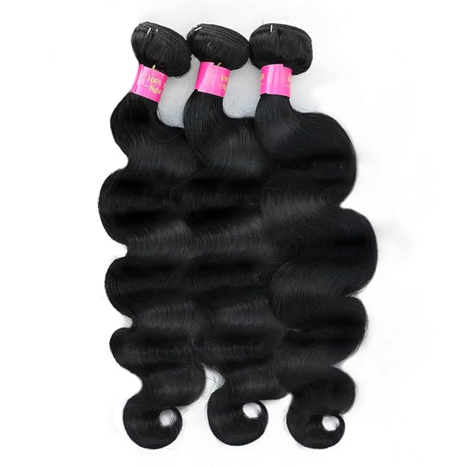 12A Body Wave Human Hair Bundles 100% Unprocessed Brazilian Virgin 20 22 24 Inch 3 Bundles Weave Quick Human Hair Bundles for Black Women Natural Black