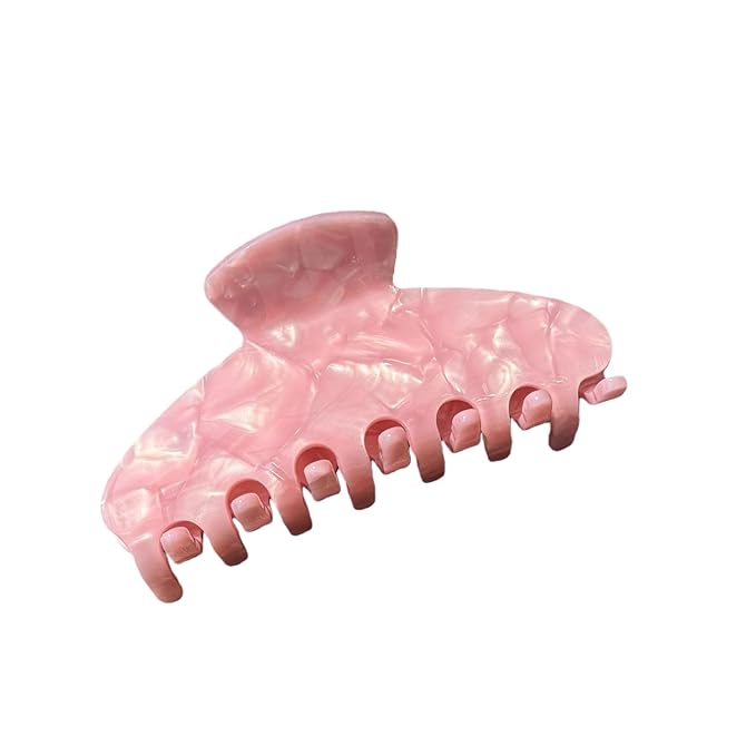 Premium Durable Acetate Hair Clips for Women Girls 3 .94" Water Wave Hair Claw for Thick or Thin Hair, Large Cute Styling Accessories (Pink)