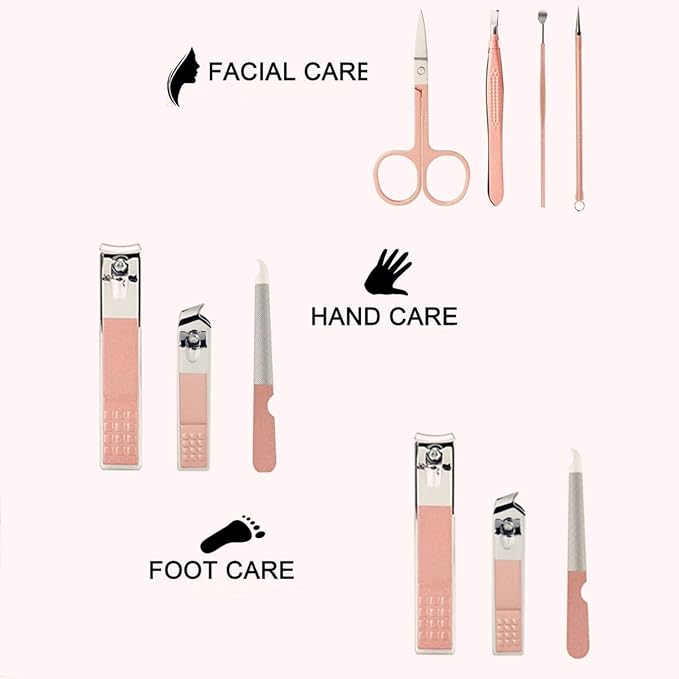 Manicure Set Stocking Stuffers for Women Men Nail Clipper Set Stainless Steel Toe Finger Nail Clippers Personal Care Tool with Travel Case Manicure Pedicure Tool Women Men Christmas Gifts Grooming Kit