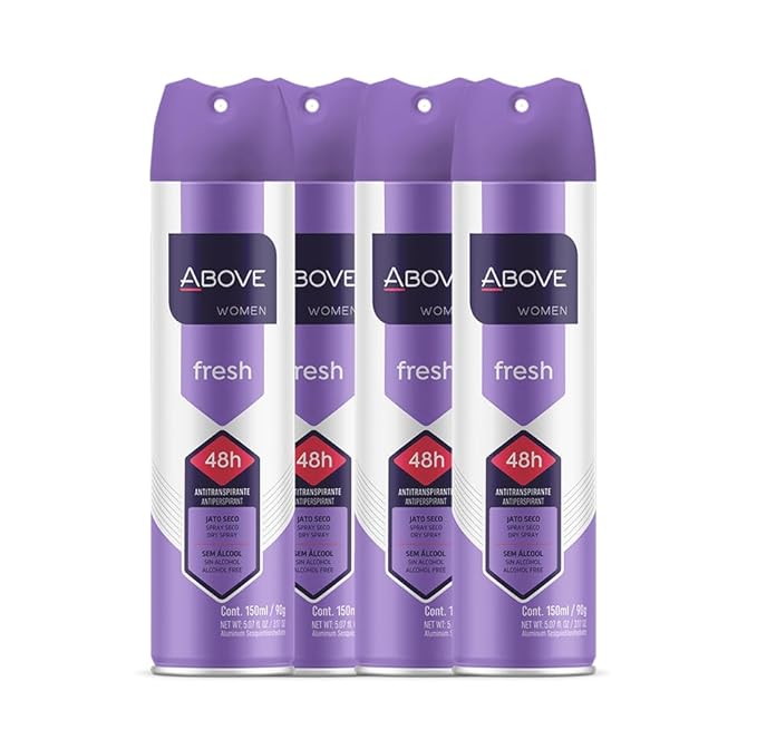 ABOVE Fresh - 48 Hours Antiperspirant Deodorant Set for Women - Dry Spray Protects Against Sweat and Body Odor - Leaves No White Marks - Delicate Scent - Cruelty and Alcohol Free - 4 pc