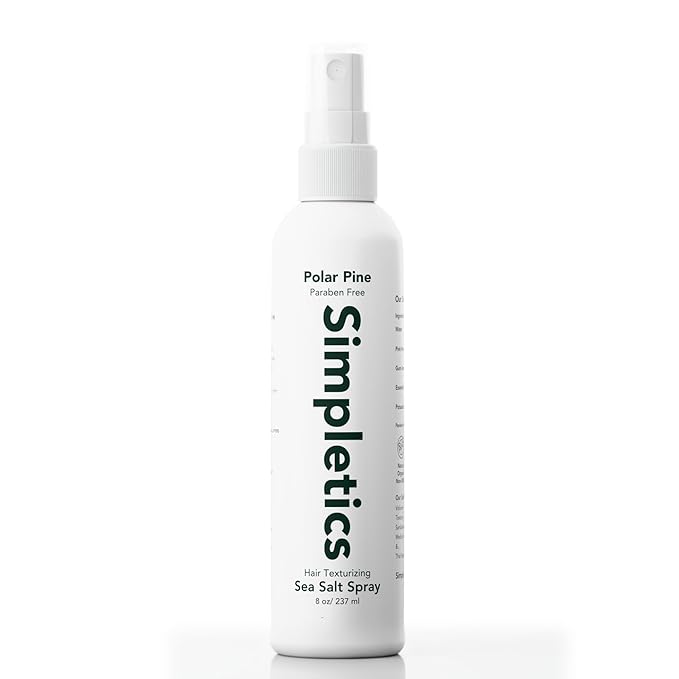 Simpletics Himalayan Sea Salt Hair Spray (Pine Scent) – Natural 5-Ingredient Formula for Beach Waves & Volume – Light Hold, Non-Greasy, Paraben & Sulfate Free – Unisex 8 fl oz