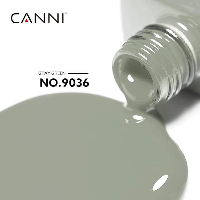 CANNI Light Green Gel Nail Polish, 1Pcs Sage Green Gel Polish Mint Color High Gloss Soak Off U V Nail Manicure Salon DIY