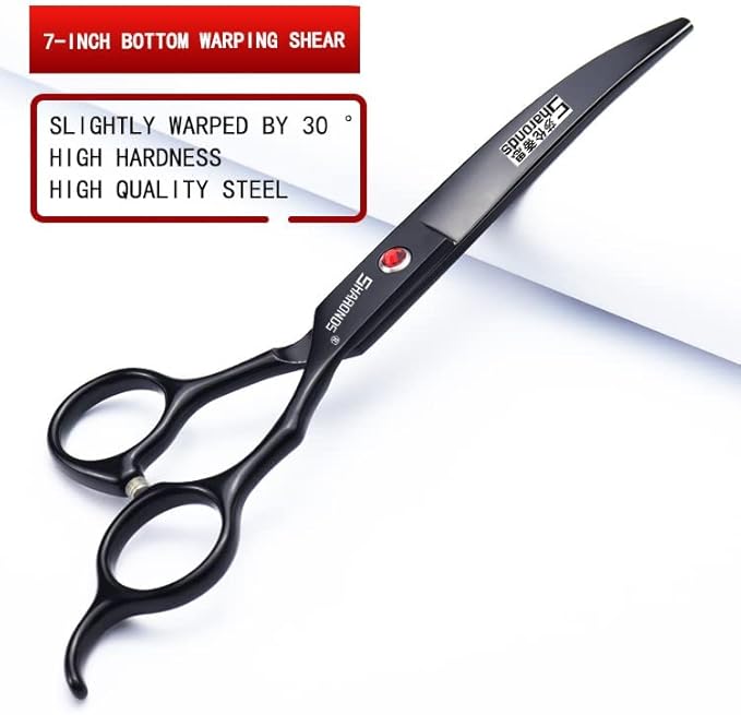 6/6.5/7 Inch Black Hairdressing Scissors Salon Hairdressing Tool 440c High Hardness Stainless Steel Haircut Hair Thinning Hairdressing Scissors (7 Inches, 4 Pieces)