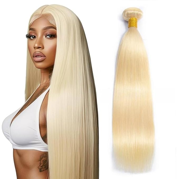 Freiuoke 613 Straight Bundles Blonde Bundles Human Hair Brazilian Unprocessed Virgin Hair 613 Blonde Straight 1 Bundle 26 Inch 50g