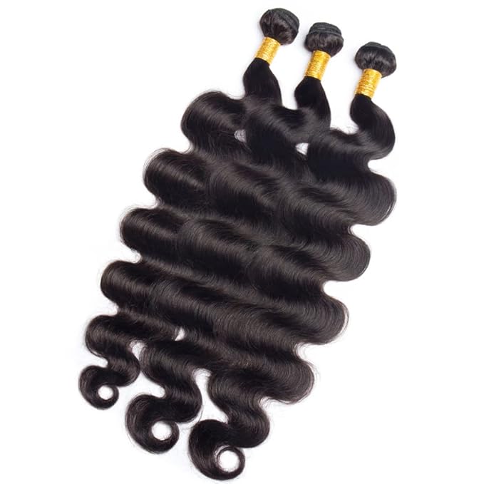 Body Wave Human Hair Bundles with Closure 100% Unprocessed Brazilian Virgin Human Hair 3 Bundles Body Wave with 4X4 Free Part Lace Closure Natural Black Hair Extension