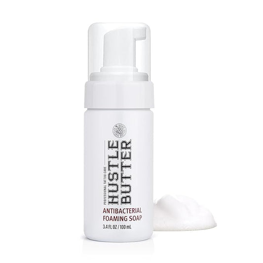 Hustle Bubbles Tattoo Aftercare - Antibacterial Foaming Tattoo Soap for New Tattoos and Piercings - TSA Approved - Vegan, Cruelty Free - 3.4 fl oz