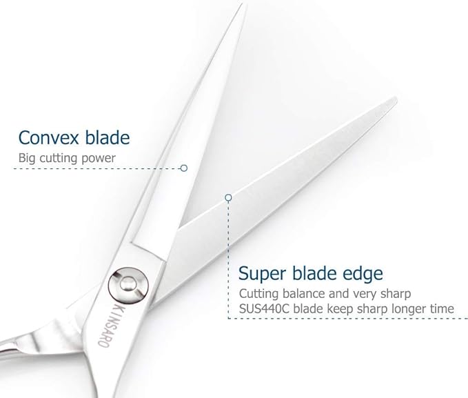 6 Inch Professional Hair Scissors Professional 440C Stainless Steel Hair Cutting Scissors – Hand-Sharpened Japanese Blades, Ergonomic Handle, Ultra-Sharp Barber Shears for Thick Hair & Dog Grooming