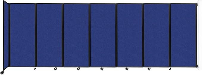 Versare Room Divider 360 Wall-Mounted Folding Partition | Locking Wheels | Temporary Room Separator | 19'6" x 6'10" Blue SoundSorb Panels