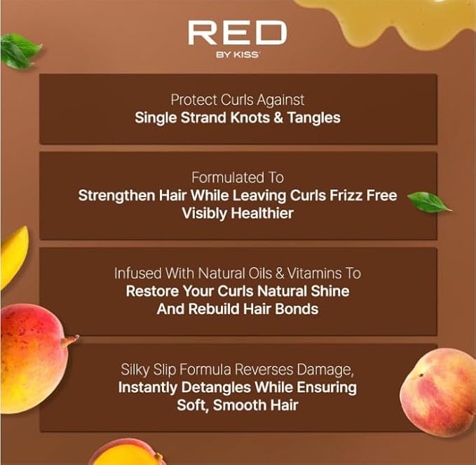 Red by Kiss 3000 Ceramic Tourmaline Professional Hood Dryer + Tangle Fixer with Honey & Keratin – Sulfate Free Intensive Detangler, Adjustable Height, Frizz Control, Shine Boost, Mango Peach Scent